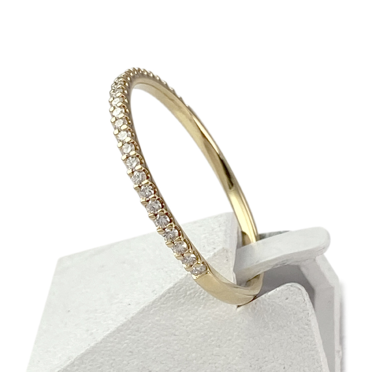 Bague demi tour d'occasion or 750 jaune diamants - vue 2