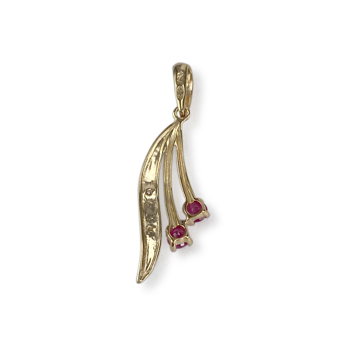Pendentif d'occasion or 750 2 tons rubis diamant - vue 2