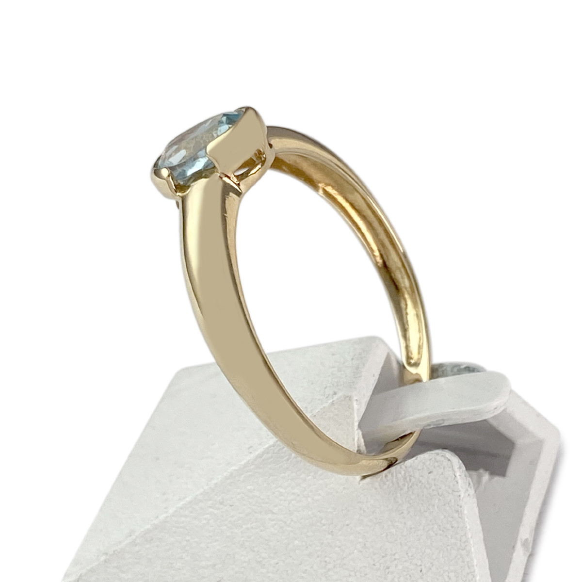 Bague d'occasion or 750 jaune topaze bleue traitée - vue 2