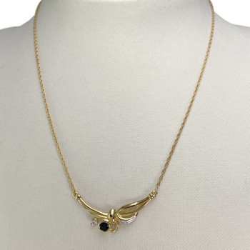 Secondhand necklace gold 750 2 tones twisted mesh diamond sapphire 40,5 cm