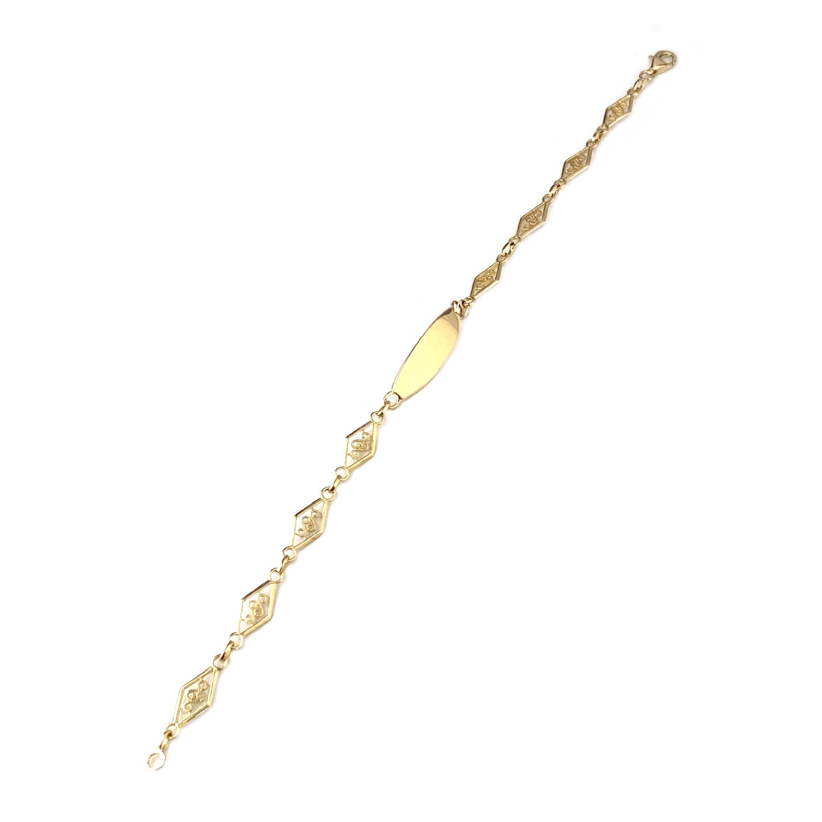 Gourmette d'occasion or 750 jaune maille filigrane 18 cm - vue 2