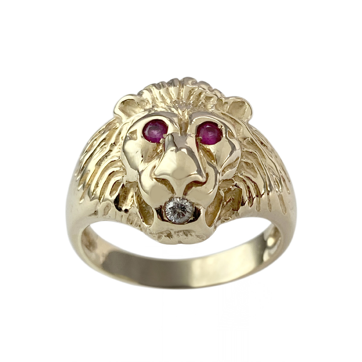 Chevalière d'occasion or 375 rubis diamant