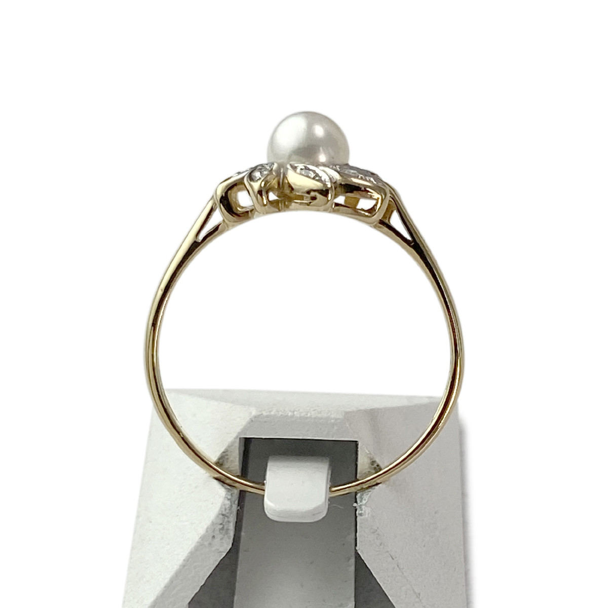Bague d'occasion or 750 2 tons perle de culture diamants - vue 3