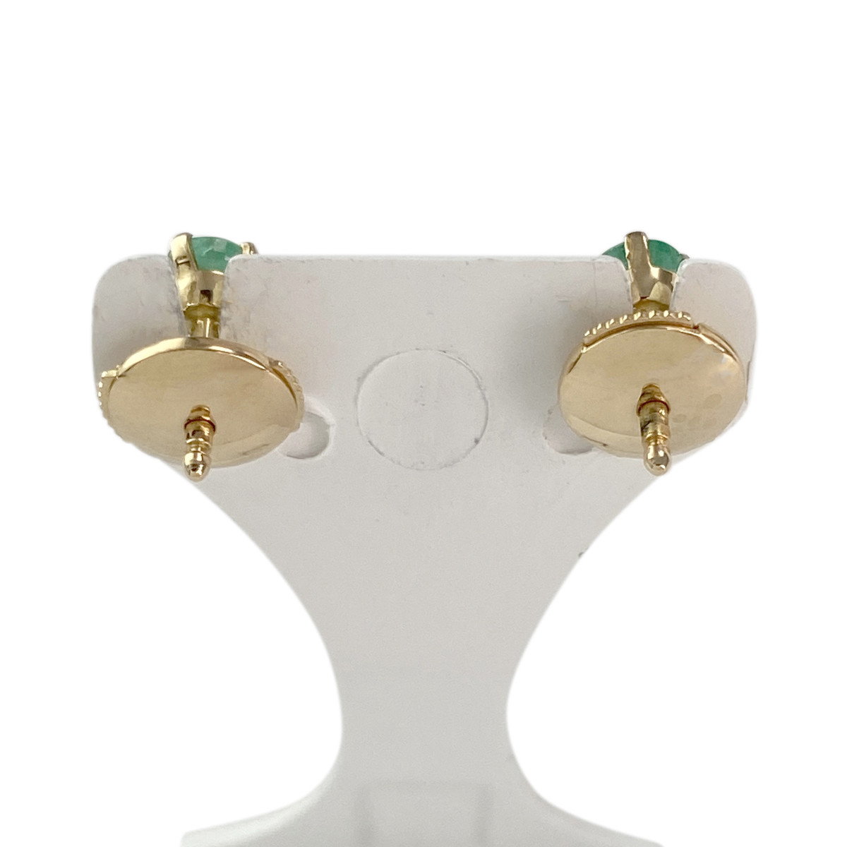 Boucles d'oreille clous d'occasion or 750 jaune émeraudes - vue 3