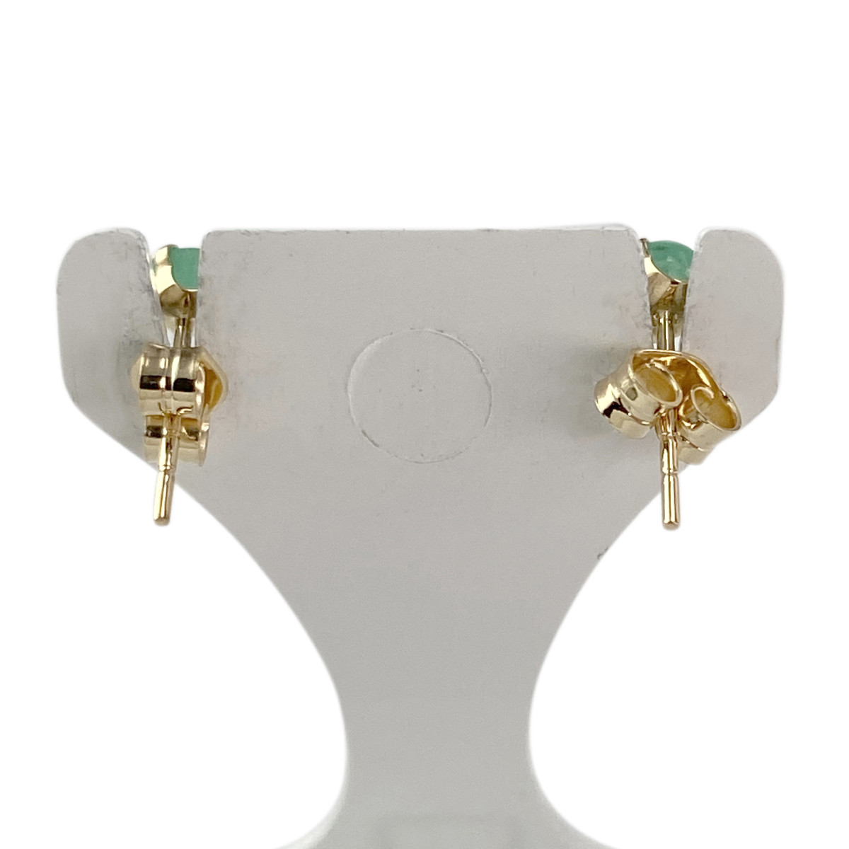 Boucles d'oreilles clous d'occasion or 750 jaune émeraudes - vue 3