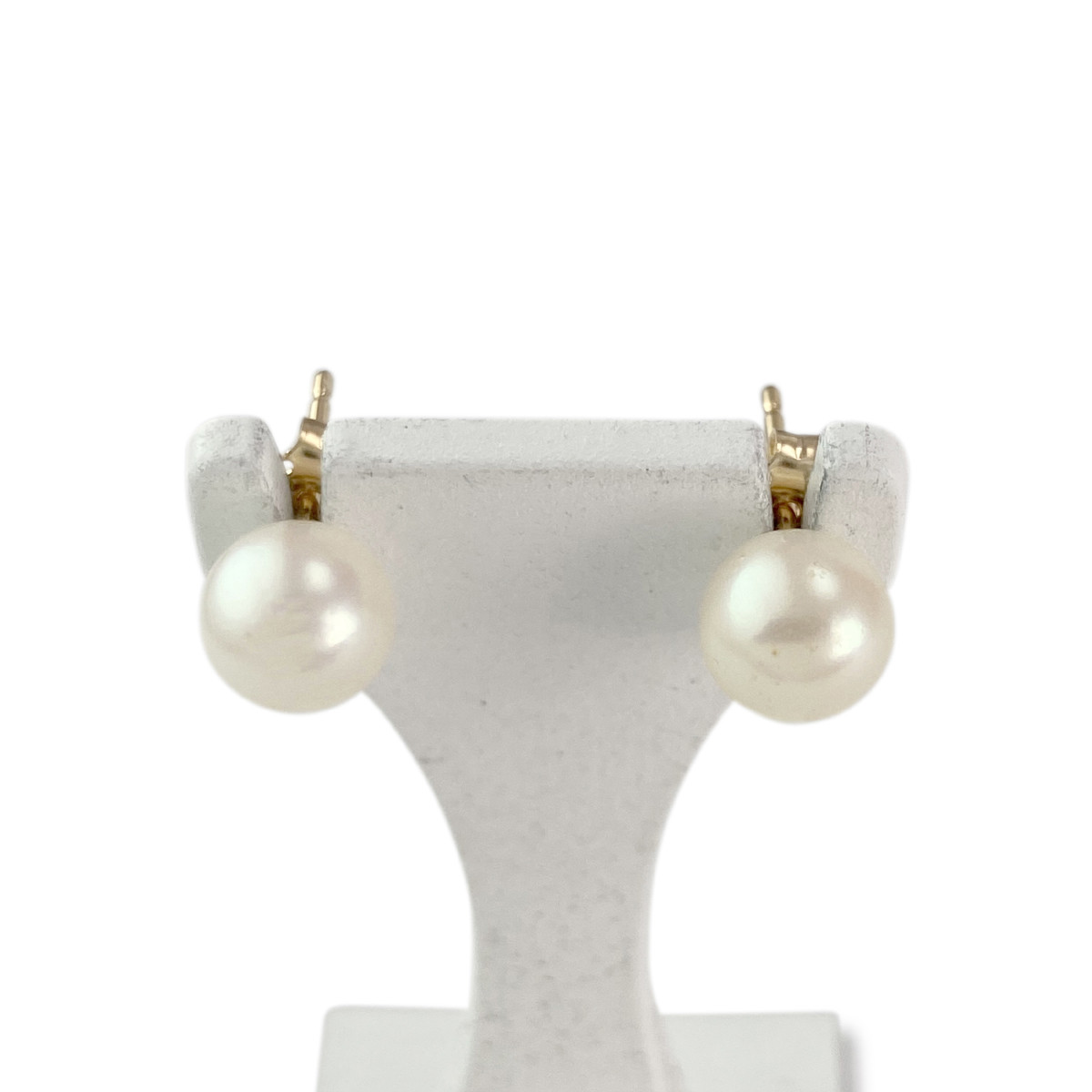 Boucles d'oreilles clous d'occasion or 750 jaune perles de culture