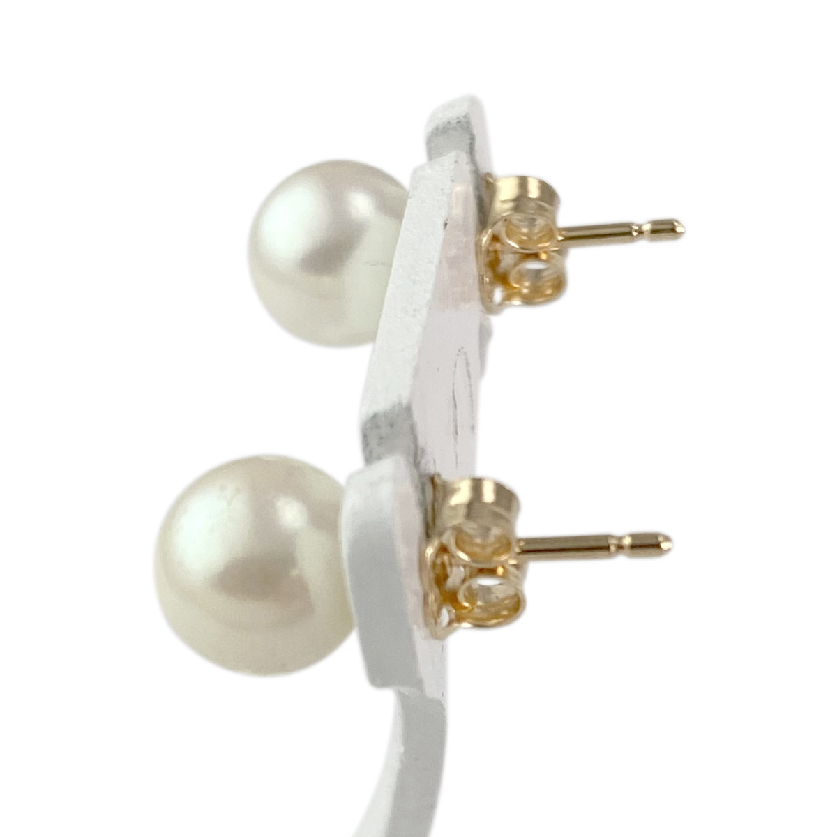 Boucles d'oreilles clous d'occasion or 750 jaune perles de culture - vue 2