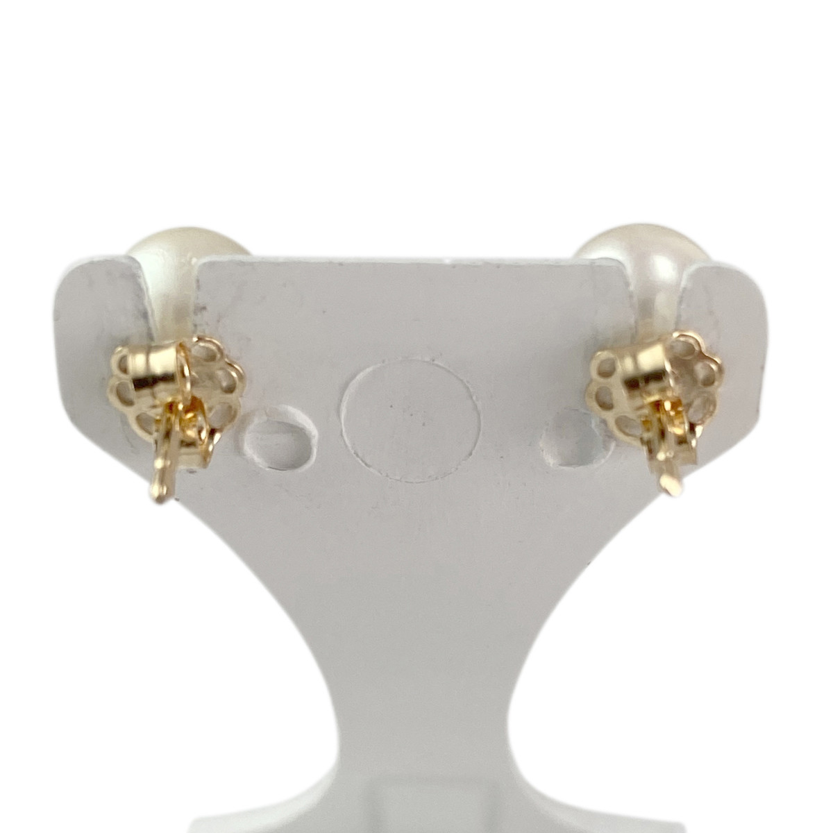 Boucles d'oreilles clous d'occasion or 750 jaune perles de culture - vue 3