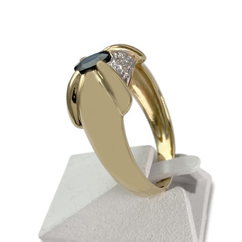 Second-hand gold 750 2-tone sapphire diamond ring