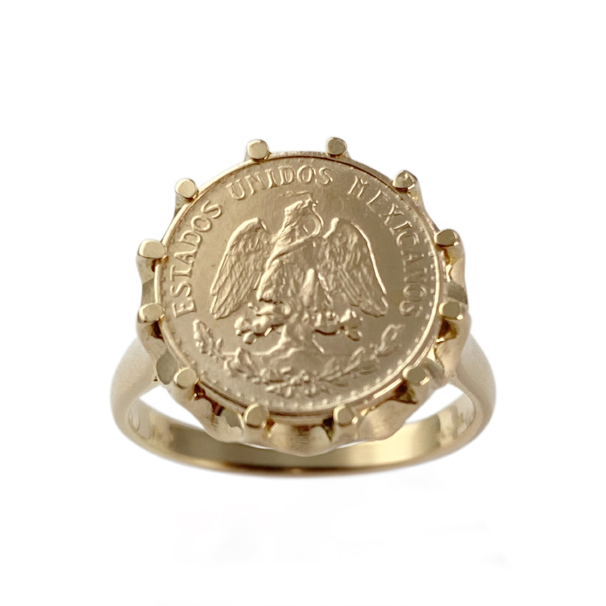 Bague d'occasion or 750 jaune porte pièce 'estados unidos mexicanos 1945 dos pesos'