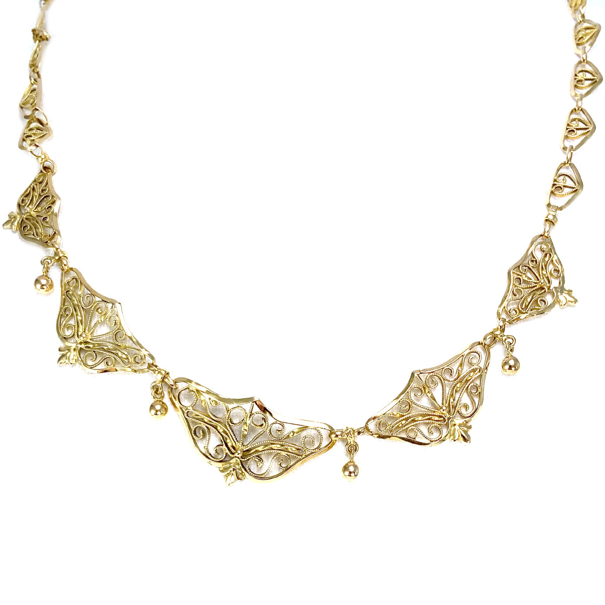 Collier d'occasion or 750 jaune maille filigrane 44,5 cm