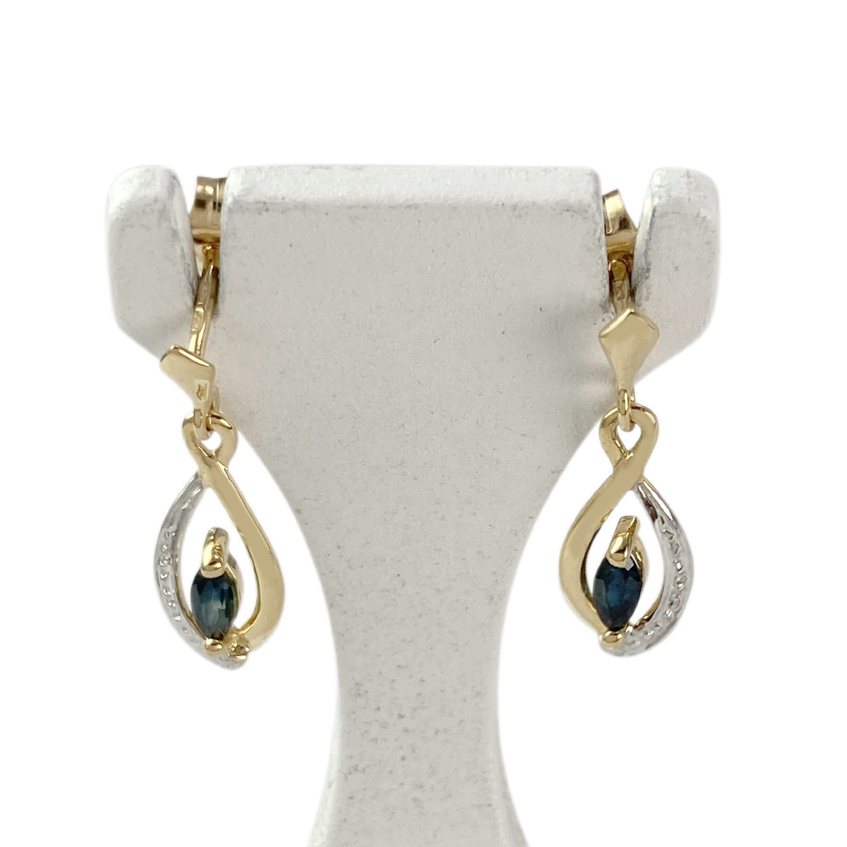 Boucles d'oreilles pendants d'occasion or 750 2 tons saphirs