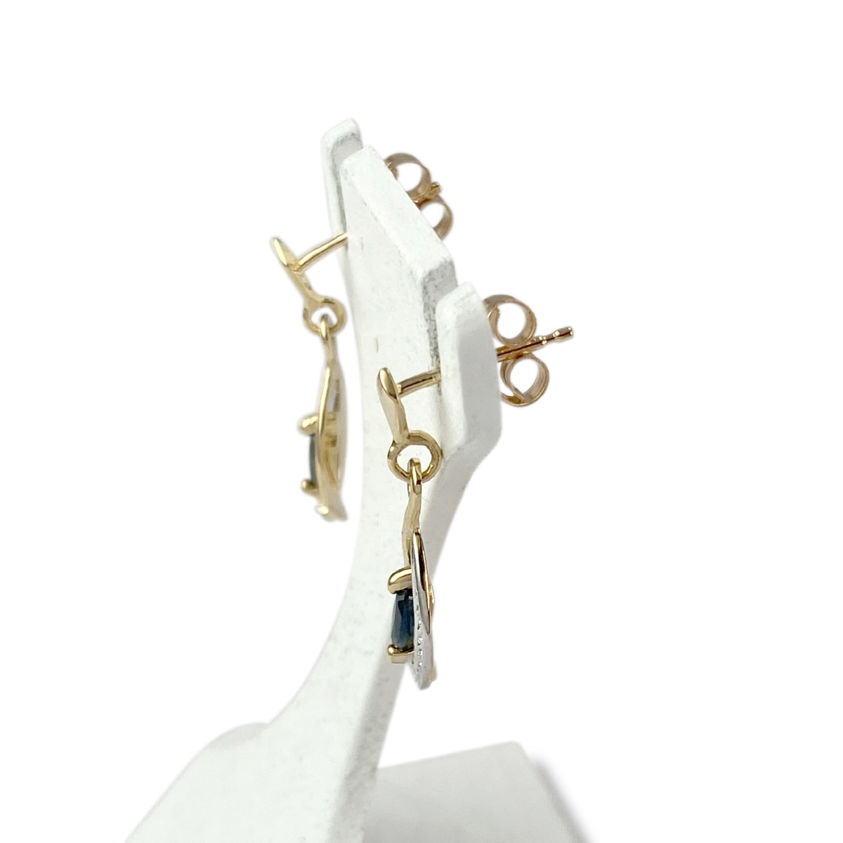 Boucles d'oreilles pendants d'occasion or 750 2 tons saphirs - vue 2