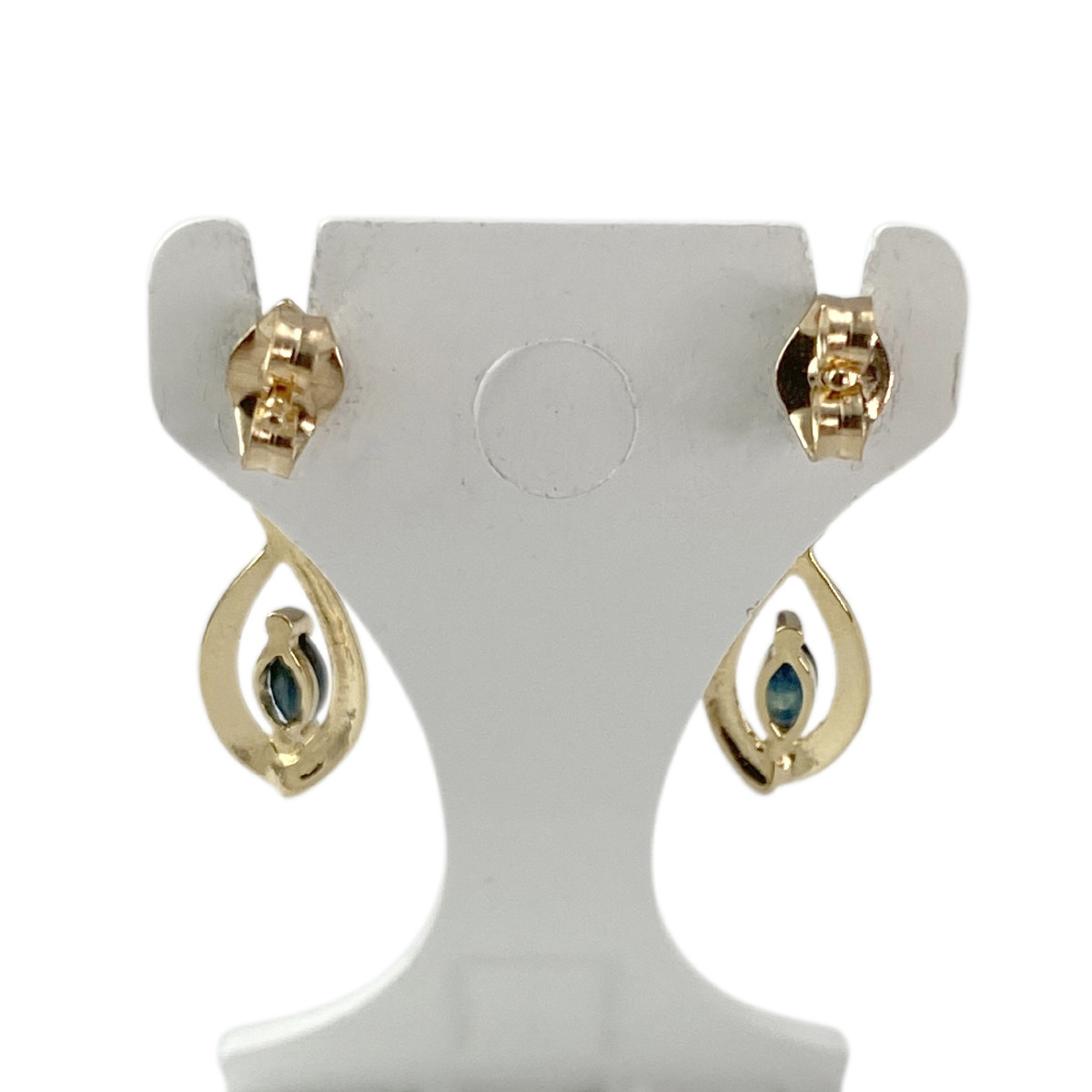 Boucles d'oreilles pendants d'occasion or 750 2 tons saphirs - vue 3