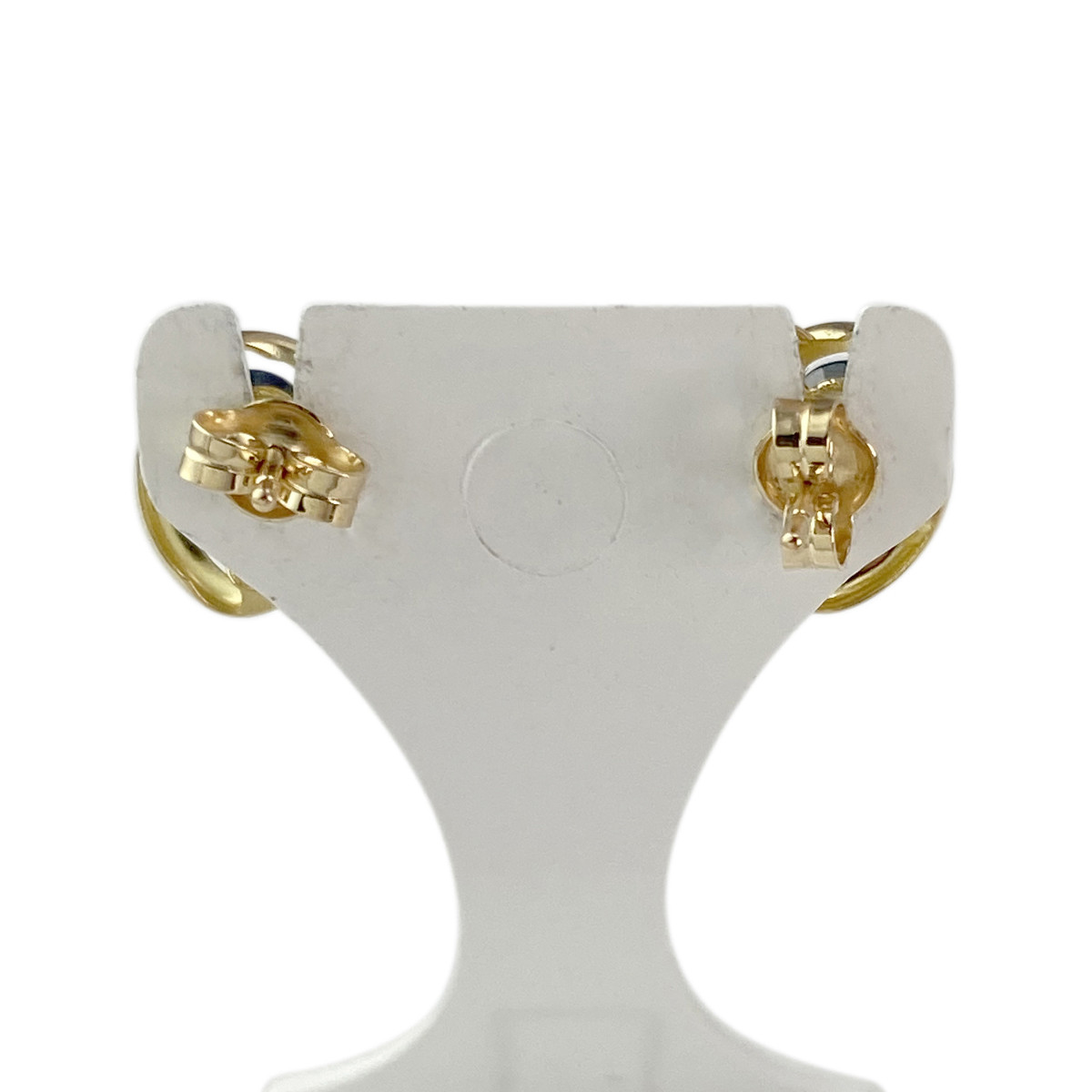 Boucles d'oreilles clous d'occasion or 750 jaune saphirs zirconias - vue 3