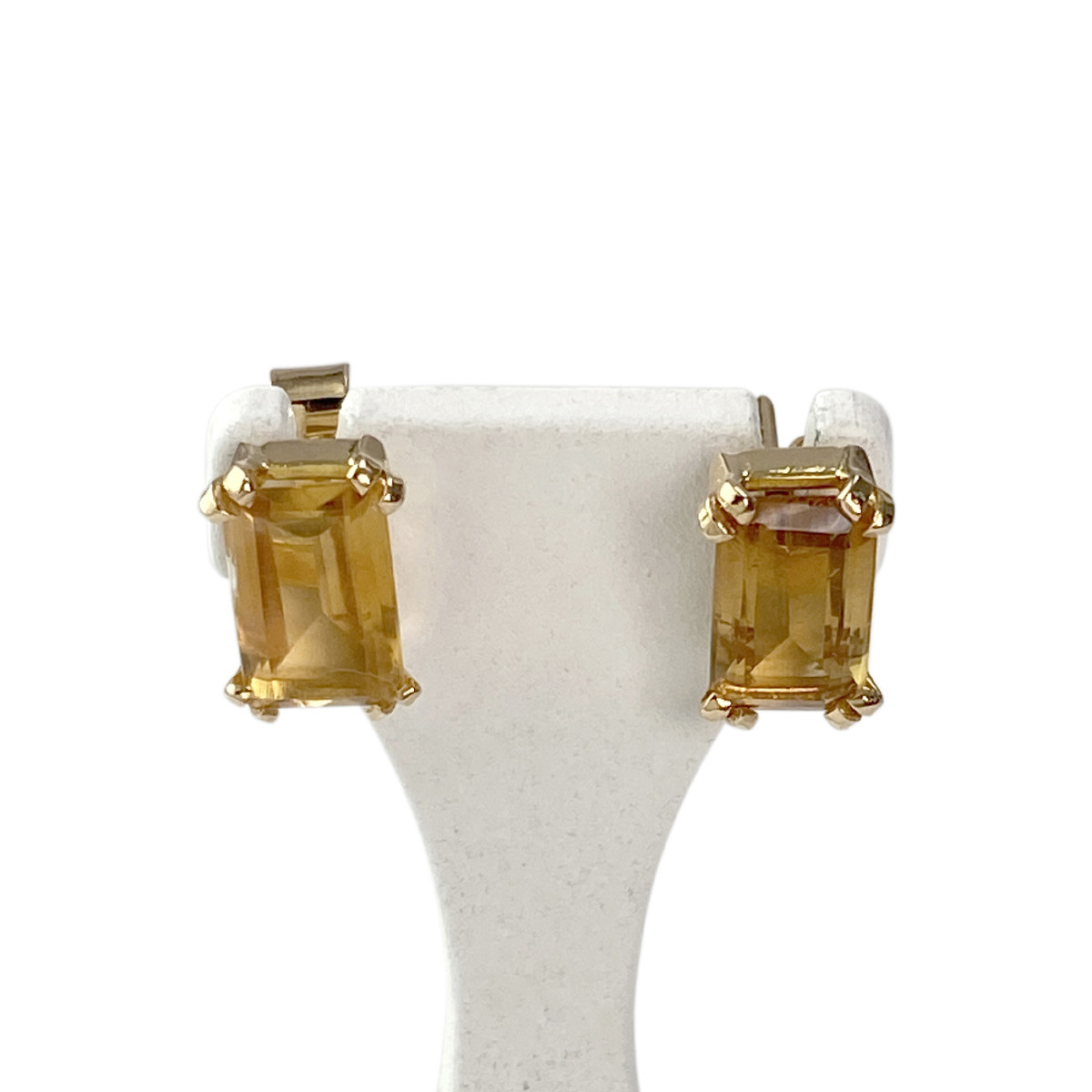 Boucles d'oreilles clous d'occasion or 750 jaune citrines