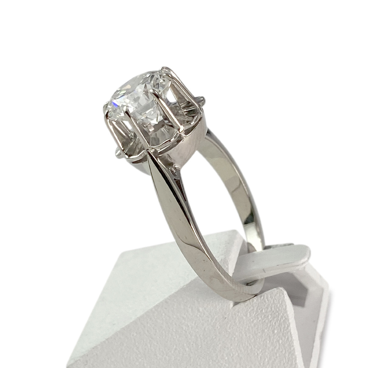 Solitaire d'occasion or 750 blanc diamant - vue 2