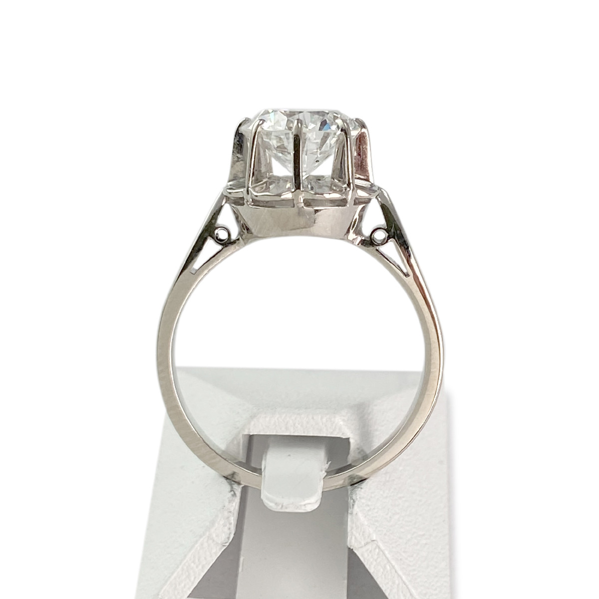 Solitaire d'occasion or 750 blanc diamant - vue 3