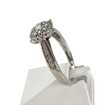 Tweedehands 750 witgouden ring met synthetische diamanten