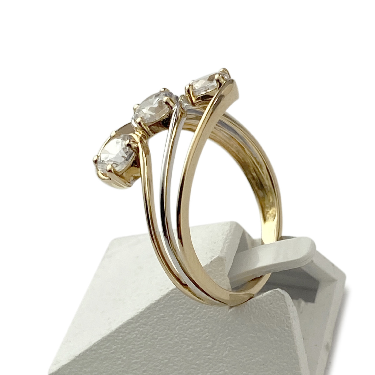 Bague d'occasion or 750 2 tons zirconias - vue 2