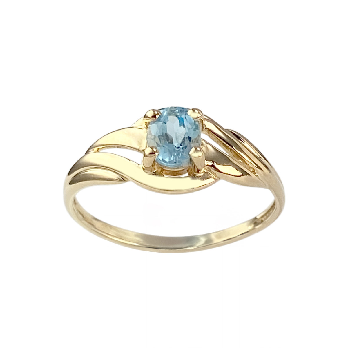 Bague d'occasion or 750 jaune topaze traitée sky blue