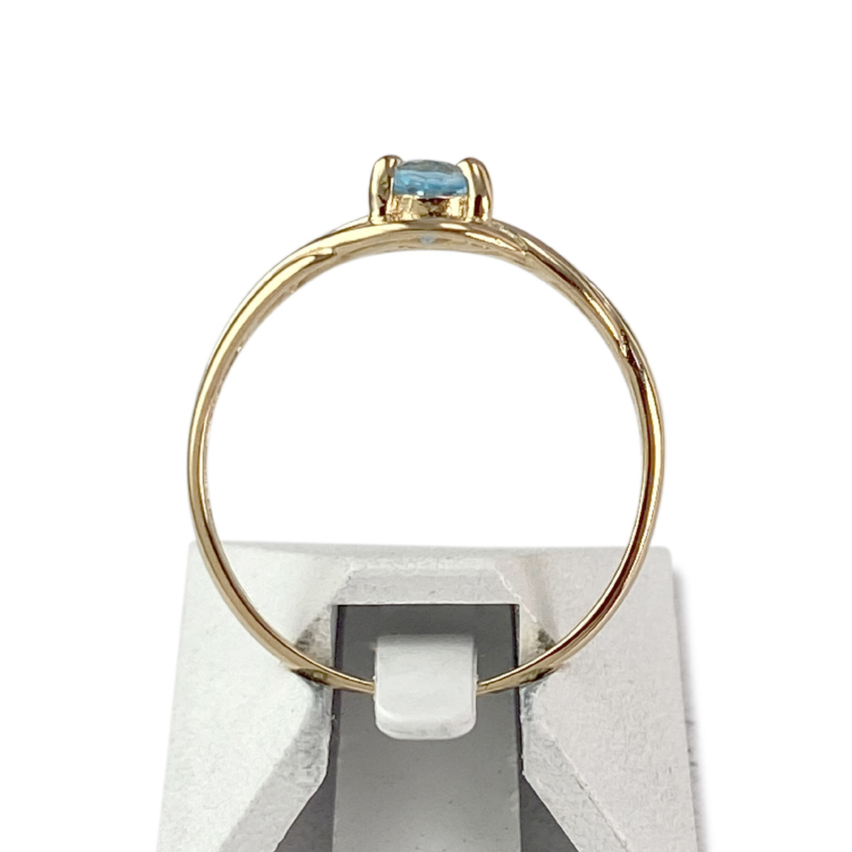 Bague d'occasion or 750 jaune topaze traitée sky blue - vue 3