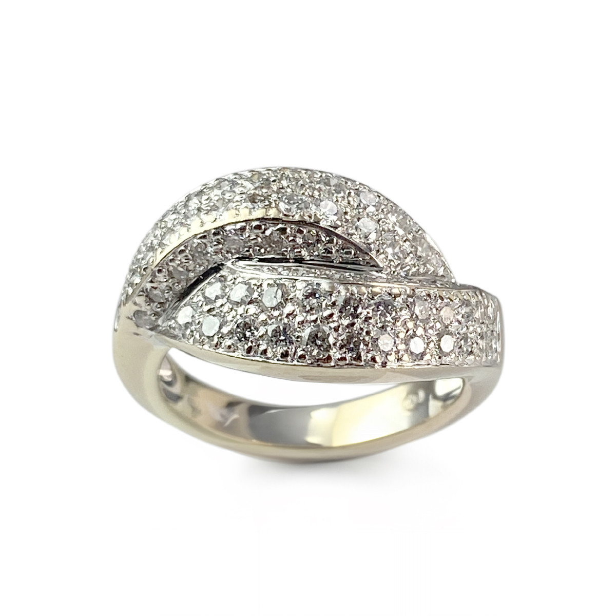 Bague d'occasion or 750 blanc diamants
