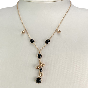 Collier d'occasion or 750 rose maille jaseron onyx 43 cm