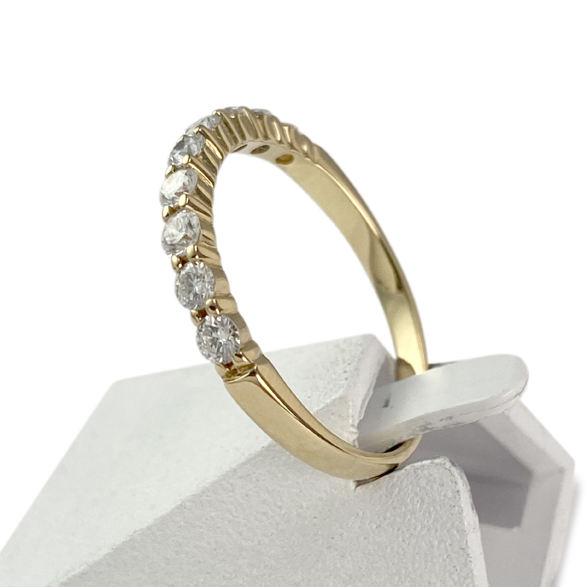 Bague demi tour d'occasion or 750 jaune diamants - vue 2
