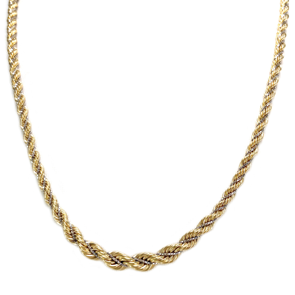 Collier en chute d'occasion 2 ors 750 maille corde et venitienne 46 cm
