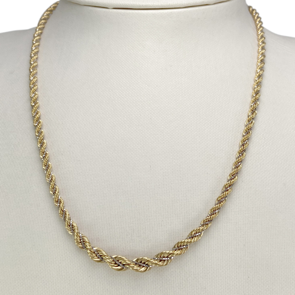 Collier en chute d'occasion 2 ors 750 maille corde et venitienne 46 cm - vue 2