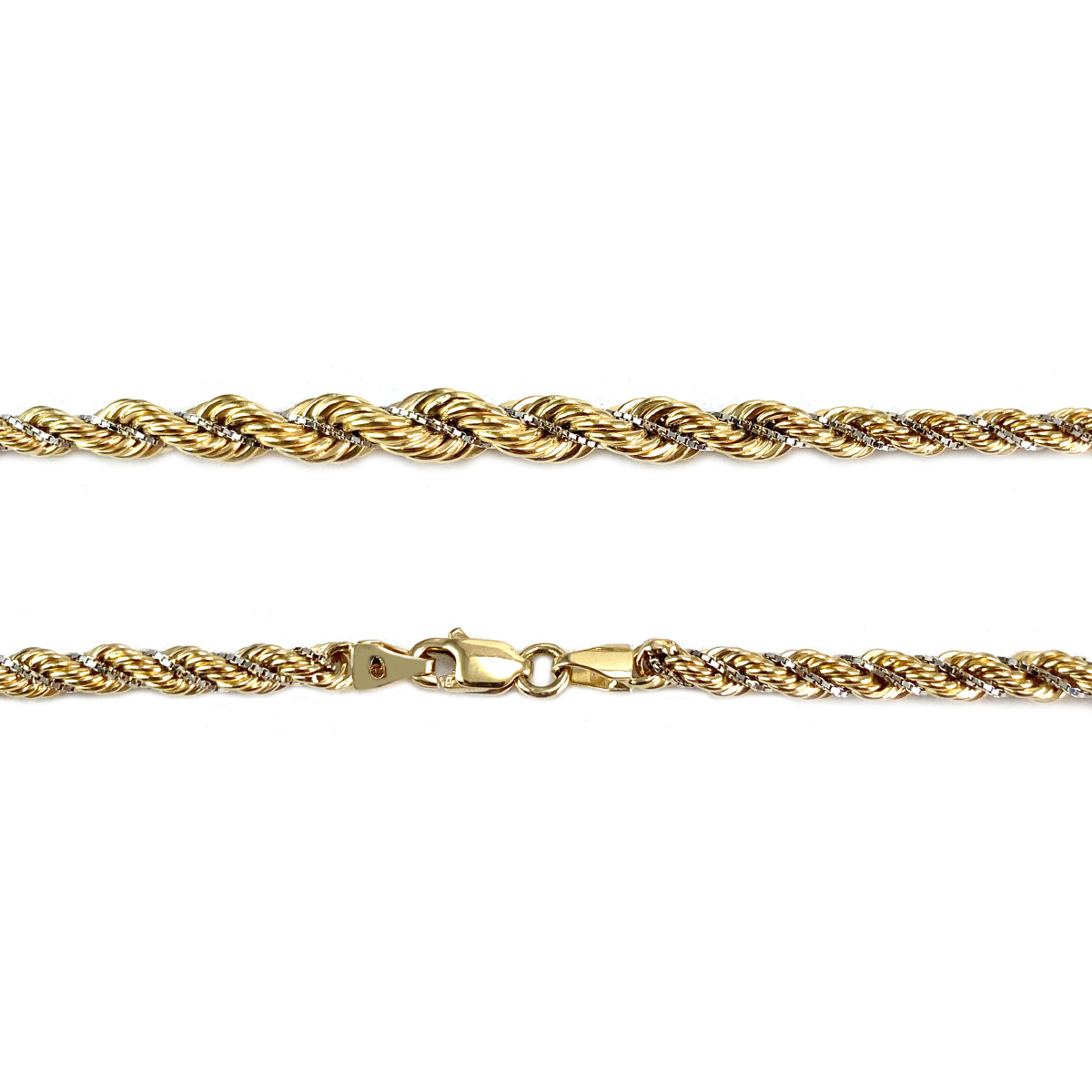 Collier en chute d'occasion 2 ors 750 maille corde et venitienne 46 cm - vue 3