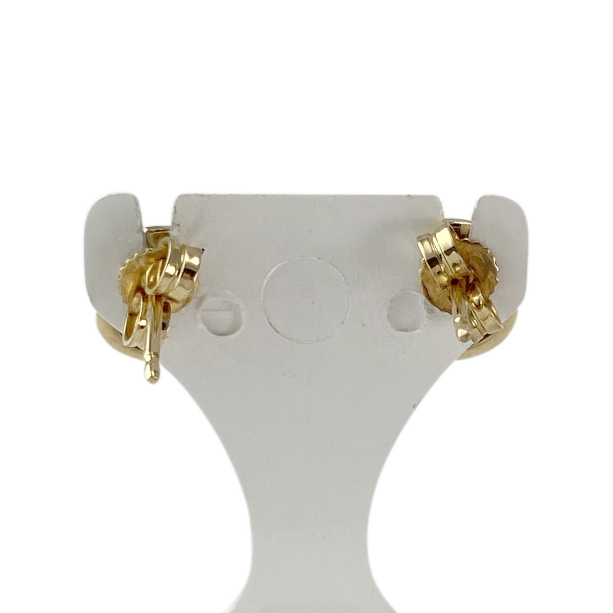Boucles d'oreilles d'occasion or 750 jaune rubis cabochons ovales - vue 3