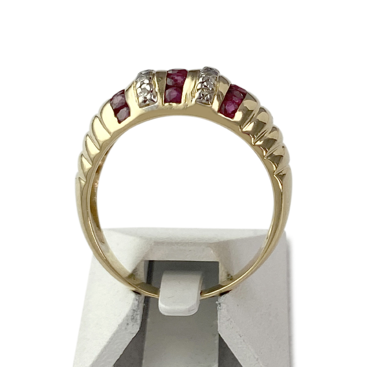 Bague d'occasion or 750 jaune diamants rubis - vue 3
