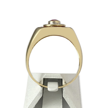 Second hand ring gold 750 2 tones ruby diamonds