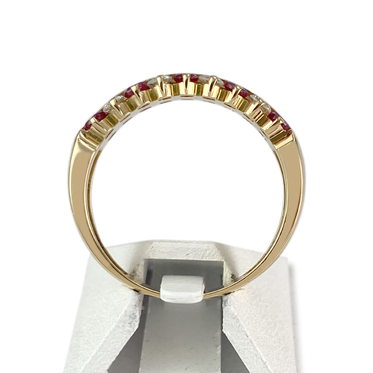 Bague d'occasion or 750 jaune rubis diamants - vue 3