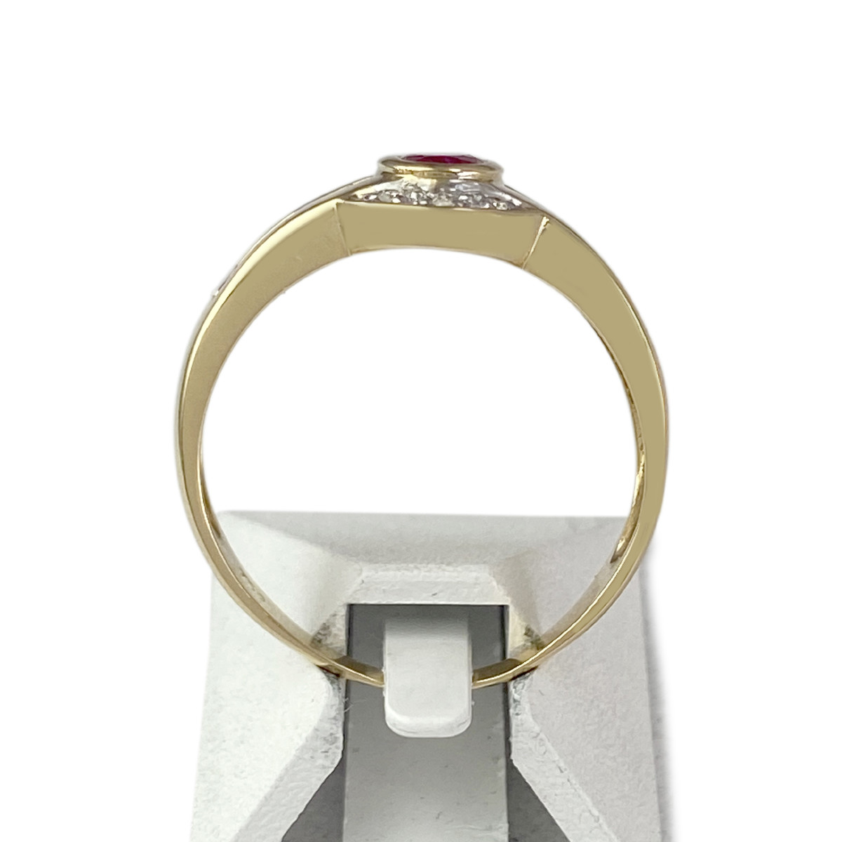 Bague d'occasion or 750 2 tons rubis diamants - vue 3