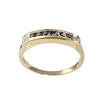 Second-hand 750 gold ring 2-tone white and black diamonds