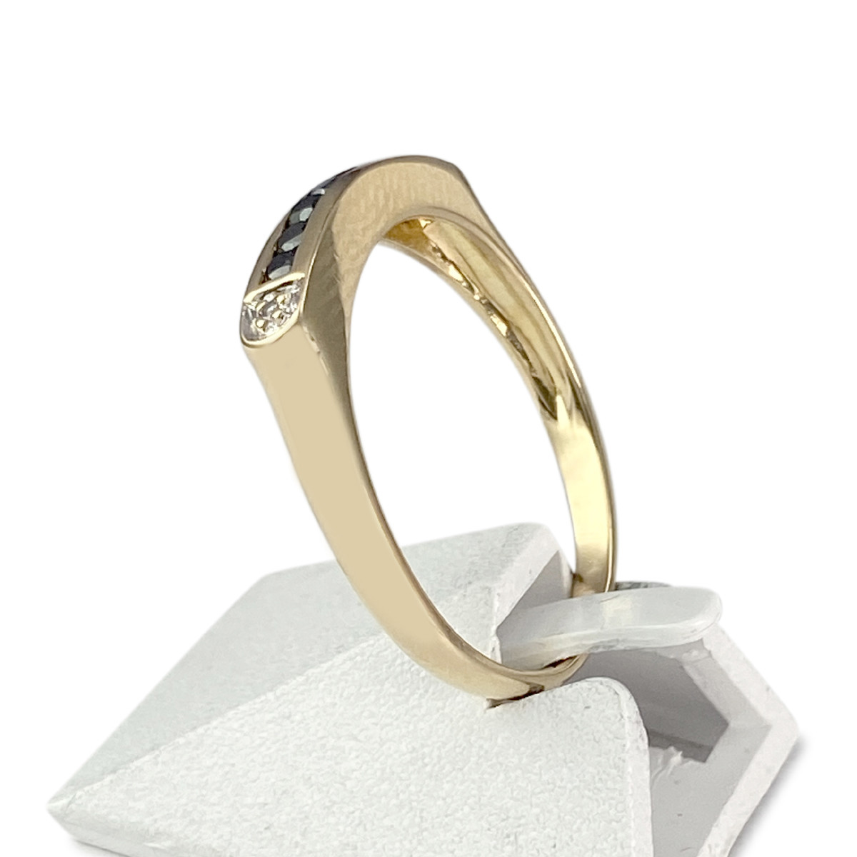 Bague d'occasion or 750 2 tons diamants blancs et noirs - vue 2