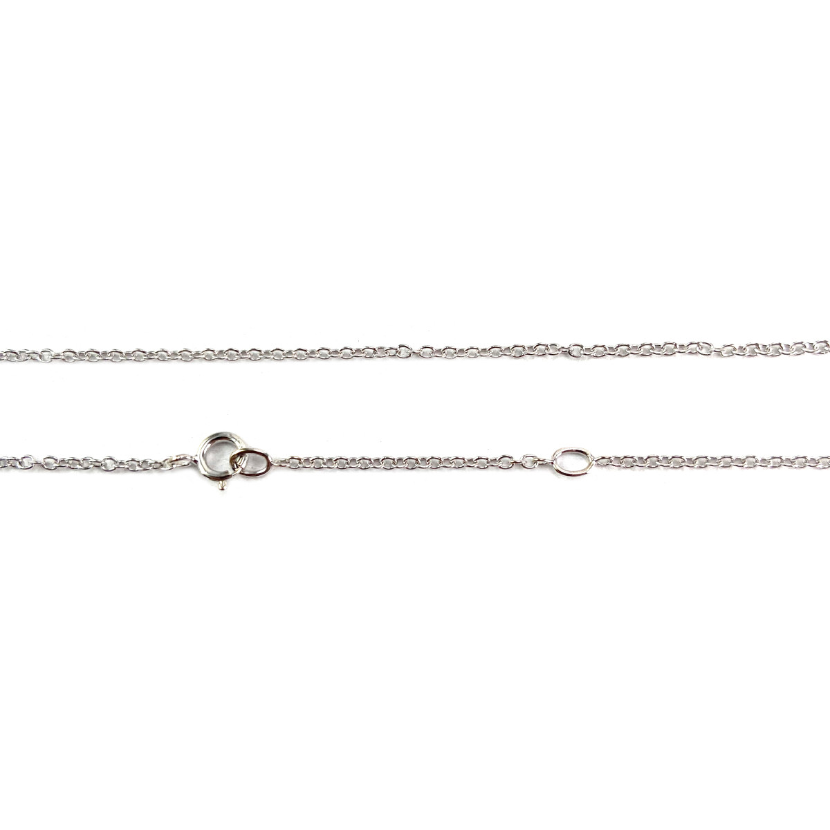 Collier or 750 blanc maille jaseron diamants 45 cm - vue 3