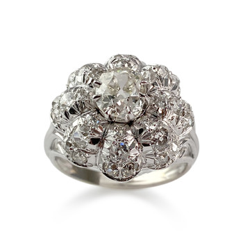 Bague d'occasion or 750 blanc diamants
