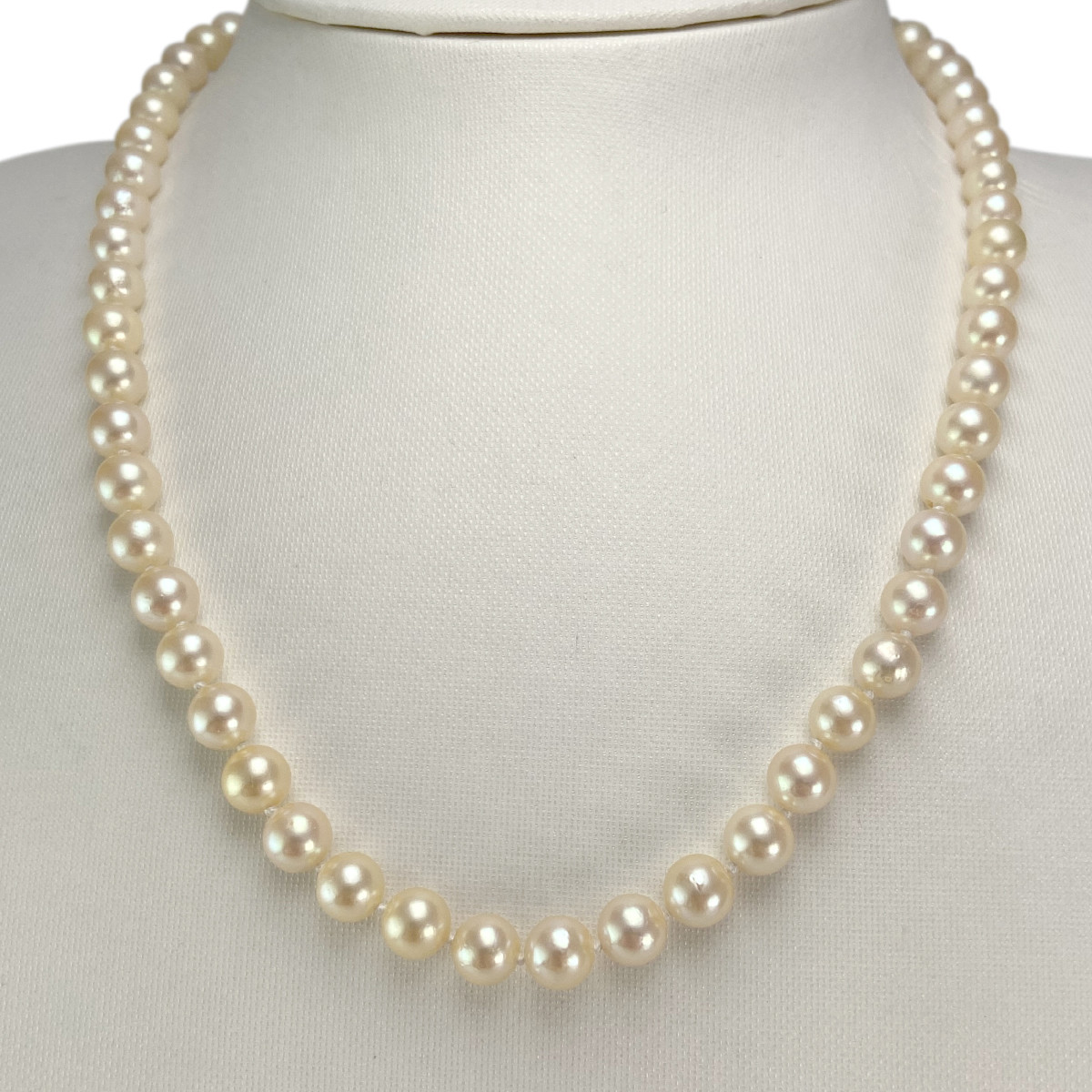 Collier choker d'occasion or 750 jaune perles de culture du japon 46 cm - vue 2