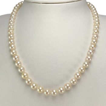 Collier choker d'occasion or 750 jaune perles de culture du japon 46 cm