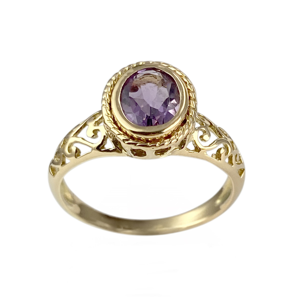 Bague d'occasion or 750 jaune améthyste