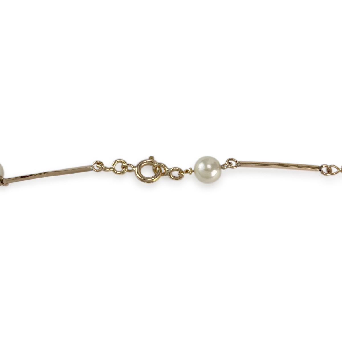 Collier d'occasion or 750 jaune maille fantaisie perles de culture 74 cm - vue 3
