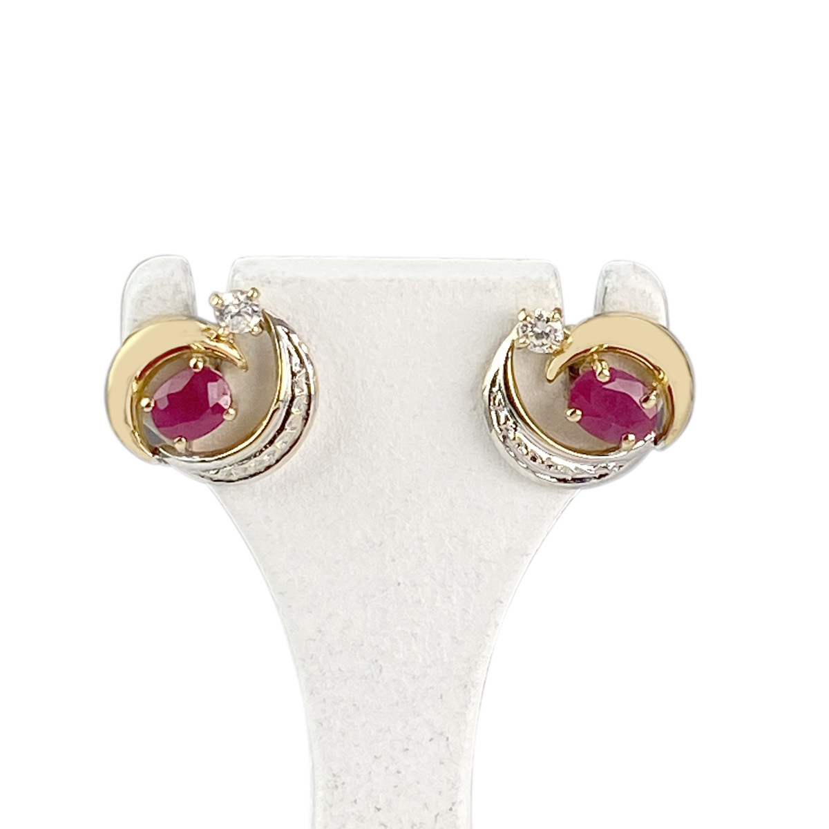 Boucles d'oreilles d'occasion or 750 2 tons rubis zirconias
