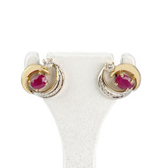 Boucles d'oreilles d'occasion or 750 2 tons rubis zirconias