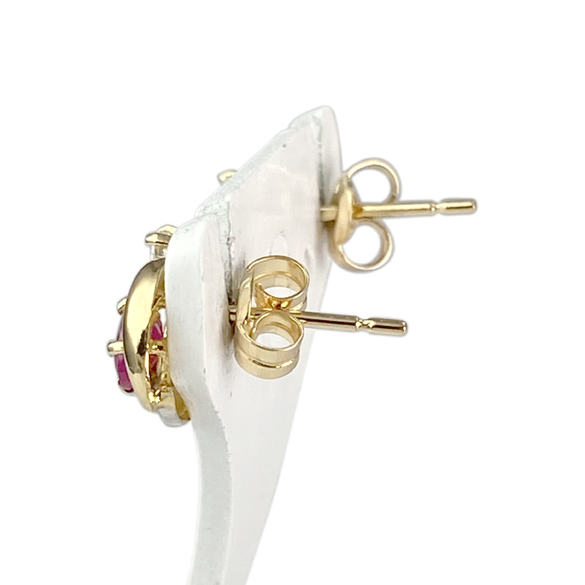 Boucles d'oreilles d'occasion or 750 2 tons rubis zirconias - vue 2