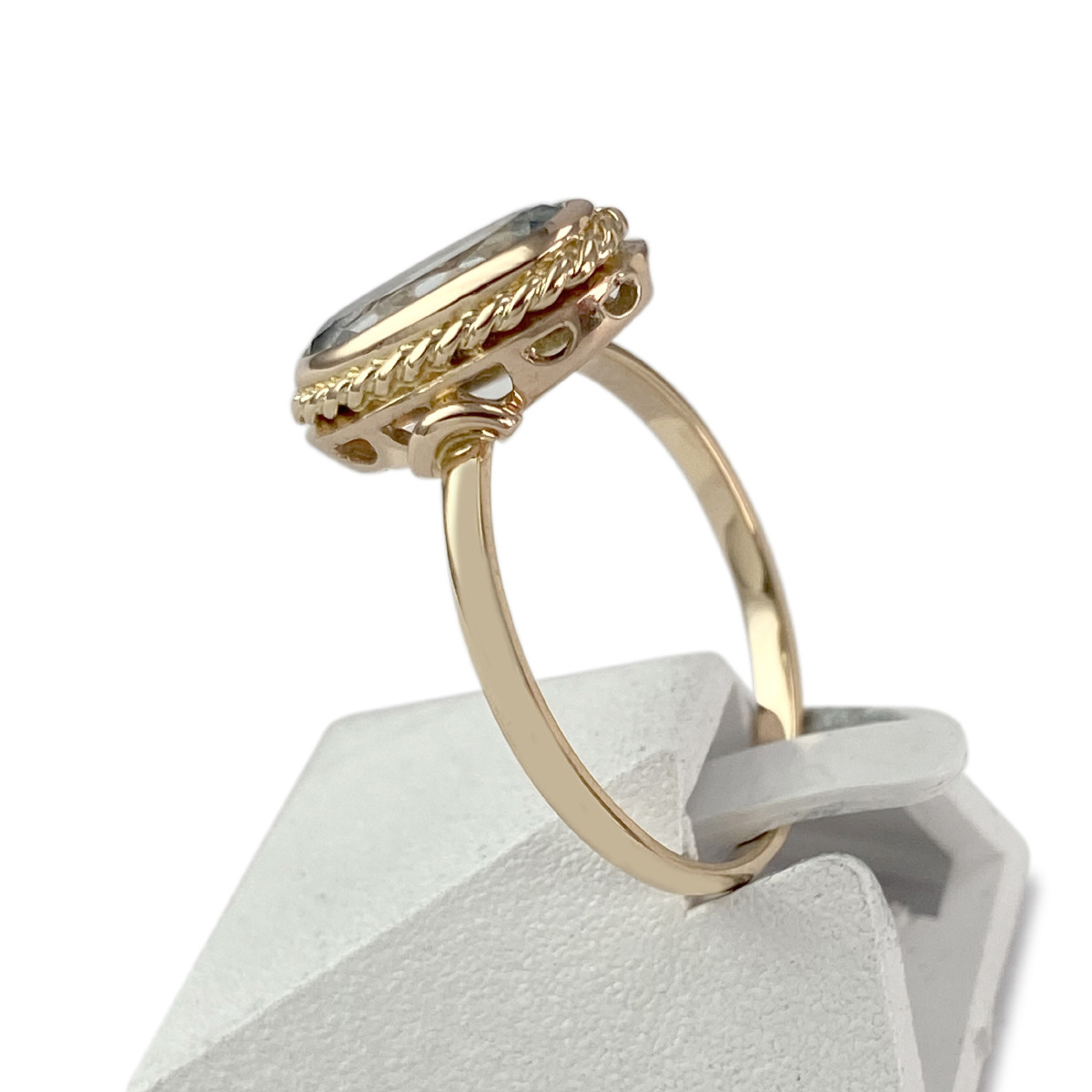 Bague d'occasion or 750 jaune aigue marine - vue 2
