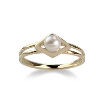 Bague d'occasion or 750 jaune perle de culture de chine